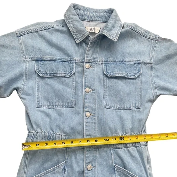Free People We The Free Marci denim jumpsuit in a light blue wash Medium